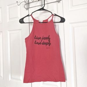 Blogilates Hot Pink Live Freely Love Deeply Halter Tank Top Medium
